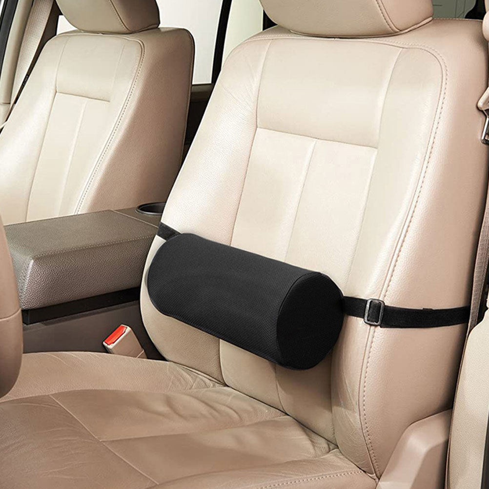 หมอนรองหลังทรงกระบอกสีดำ ทำจาก - Leather Work For Car บทวิจารณ์และราคา