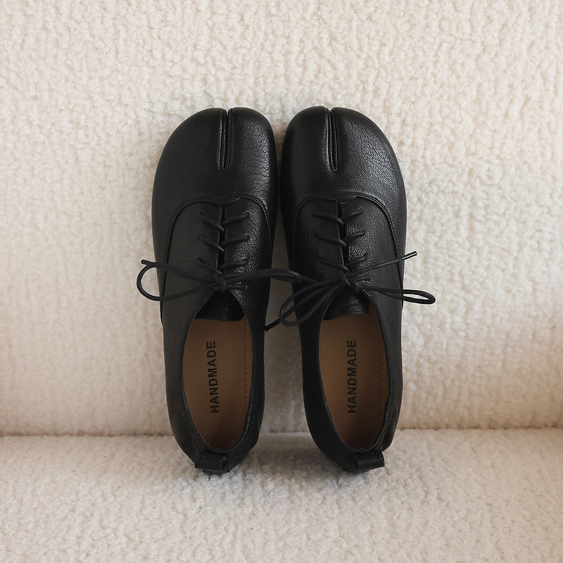 รองเท้าหนังแกะแท้แบบ Tabi สำหร - Leather Work Flats Women บทวิจารณ์และราคา