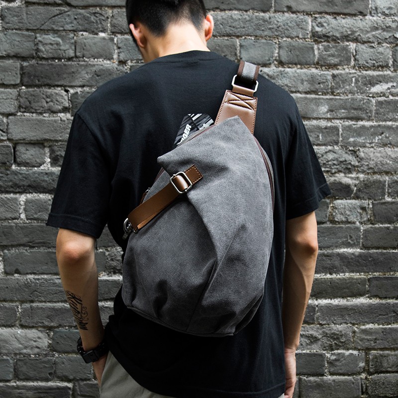 กระเป๋าสะพายข้างผ้าแคนวาสสไตล์ - Leather Work Backpack บทวิจารณ์และราคา