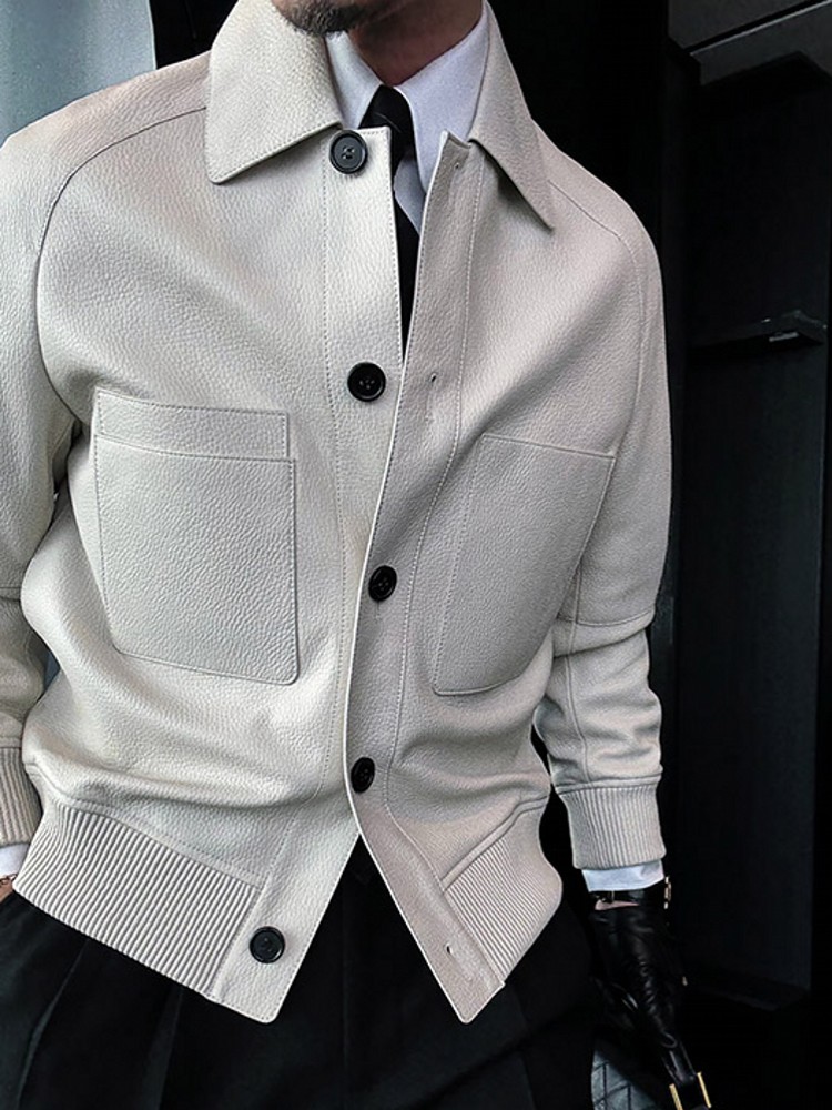 เสื้อแจ็คเก็ตหนังแกะแท้ทรงสลิม - Leather Work Jacket Mens บทวิจารณ์และราคา