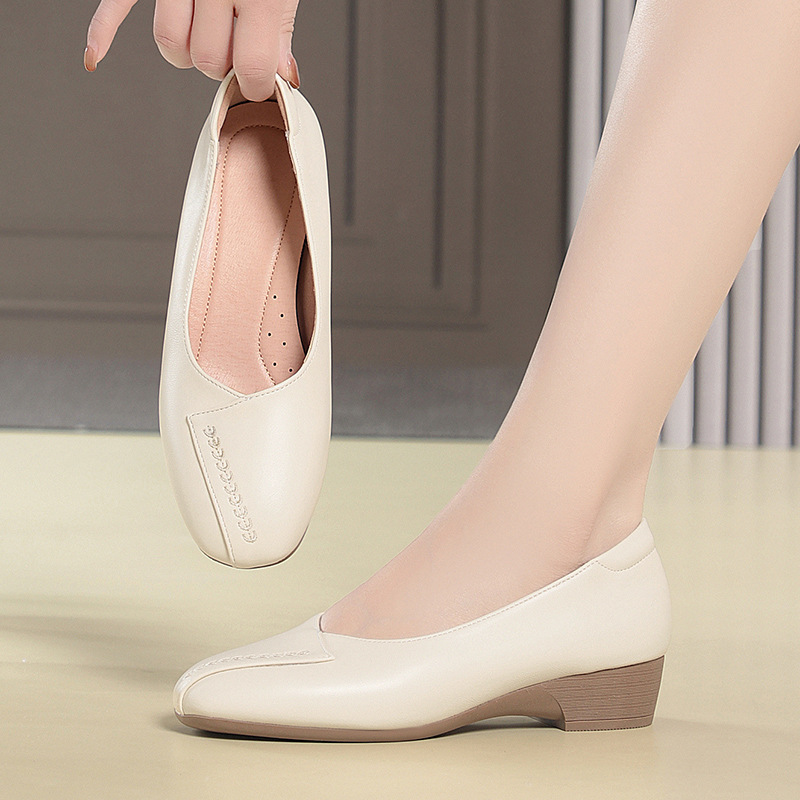รองเท้าหนังนิ่มแบบสวมสบาย ระบา - Leather Work Flats Women บทวิจารณ์และราคา