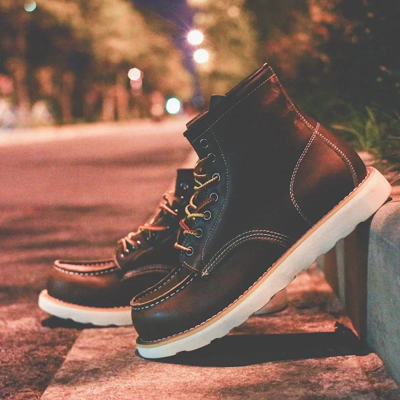 รองเท้าบูทหนังแท้ผู้ชาย รองเท้ - Leatherworking Equipment บทวิจารณ์และราคา