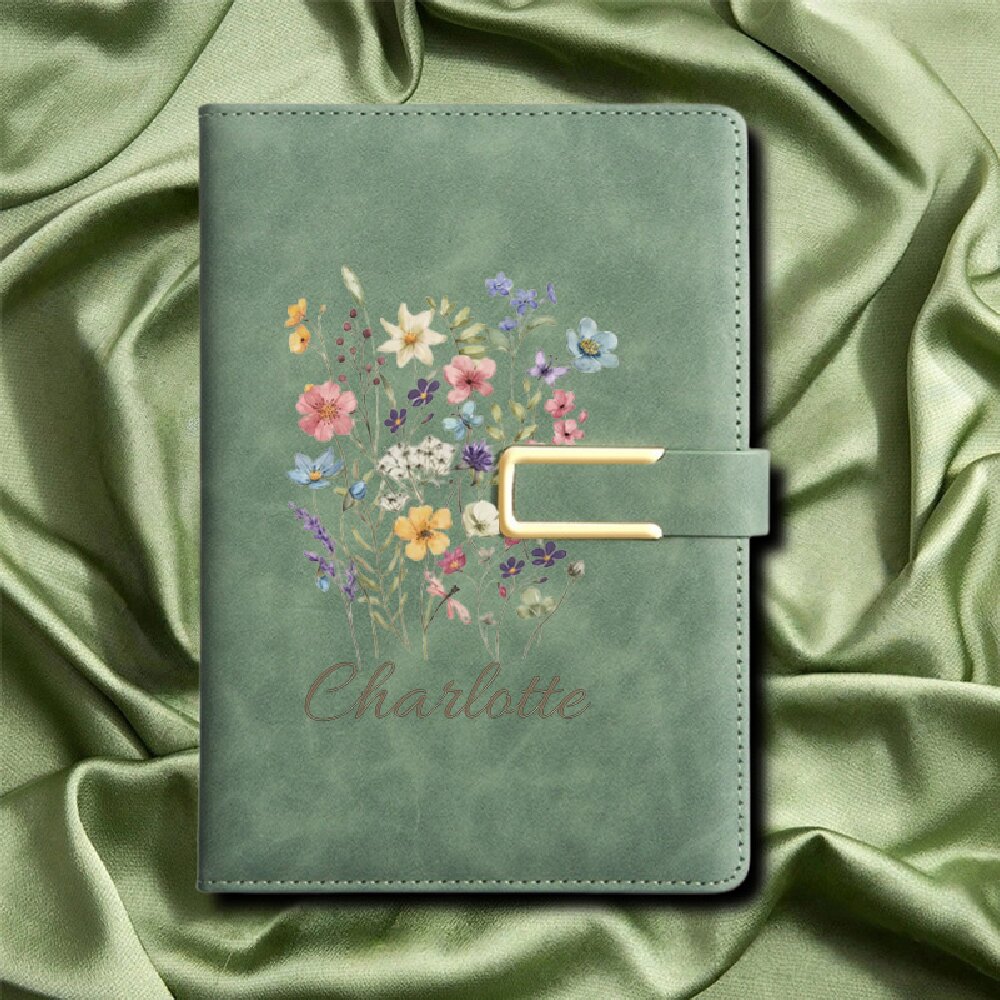 สมุดบันทึกปกแข็งหนังเทียมลายดอ - Leather Work Notebook บทวิจารณ์และราคา