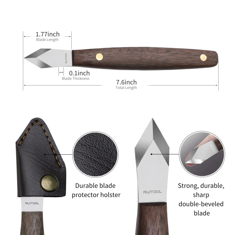 มีดแกะสลักทำมือ ใบมีดบาง แกะสล - Leatherwork Knife Sheath บทวิจารณ์และราคา