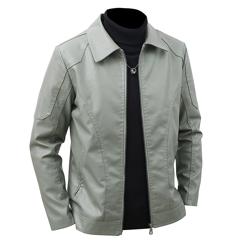เสื้อแจ็คเก็ตหนังผู้ชาย แขนยาว - Leather Work Jacket Mens บทวิจารณ์และราคา