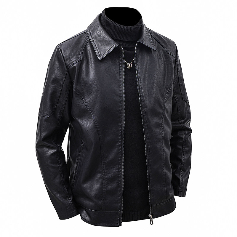 เสื้อแจ็คเก็ตหนังผู้ชาย แขนยาว - Leather Work Jacket Mens บทวิจารณ์และราคา