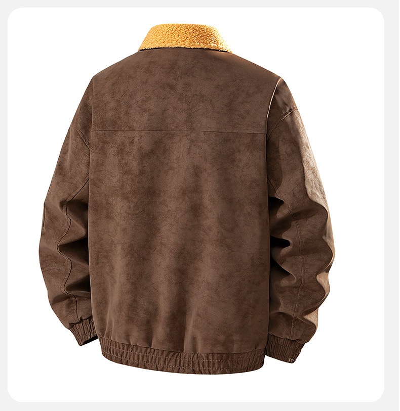 เสื้อแจ็คเก็ต PU หนานุ่มสไตล์เ - Leather Work Jacket Mens บทวิจารณ์และราคา