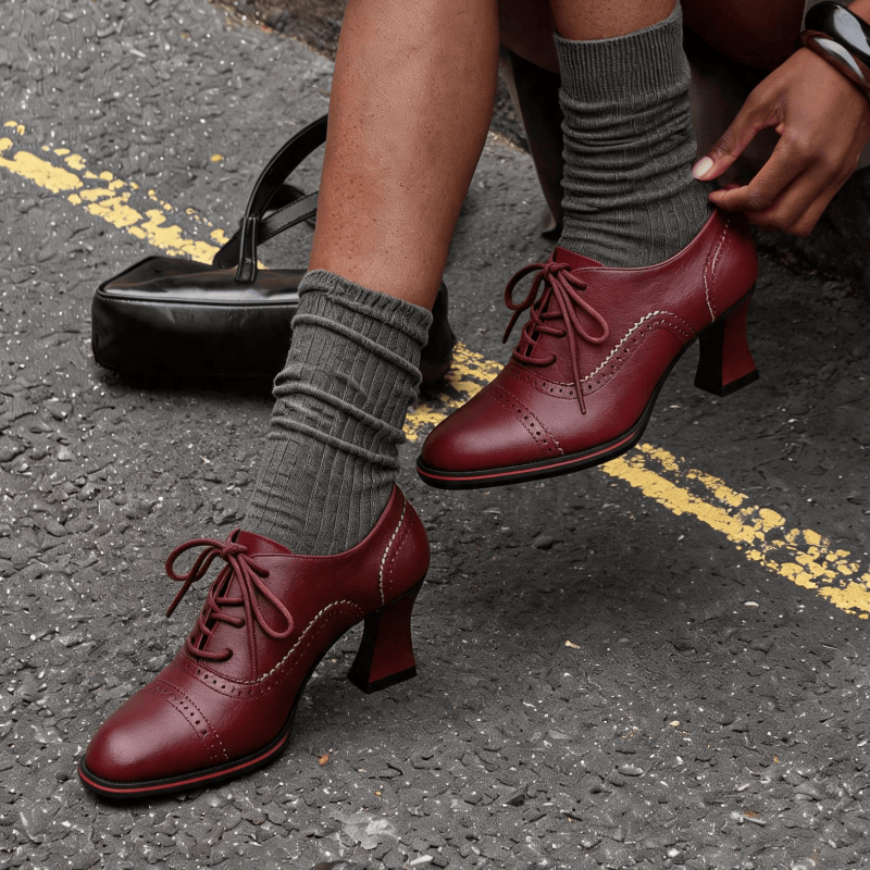 รองเท้าส้นเตี้ยหนังเทียมสำหรับ - Leather Work Flats Women บทวิจารณ์และราคา