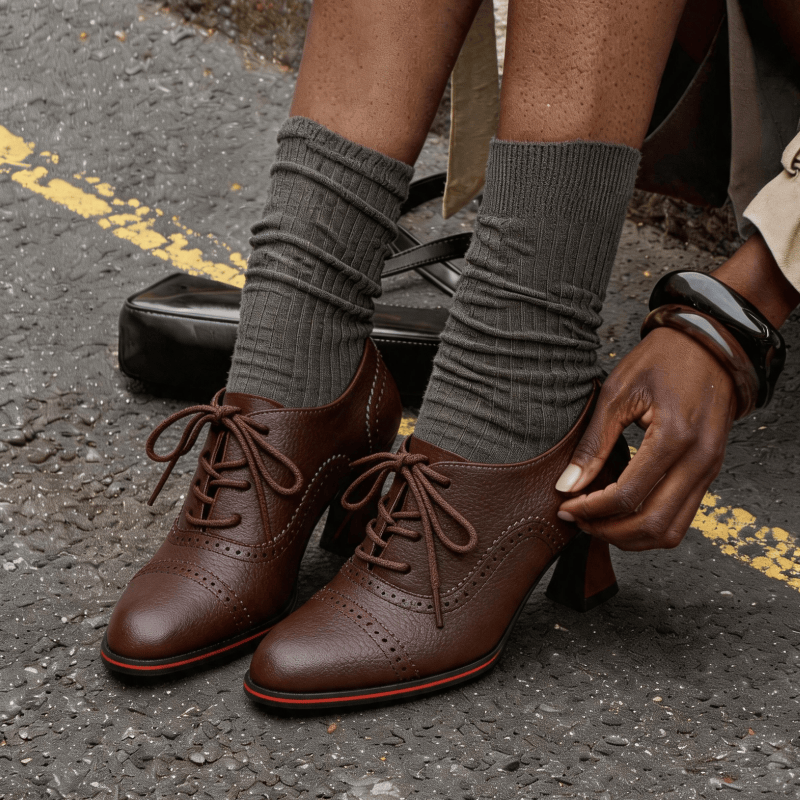 รองเท้าส้นเตี้ยหนังเทียมสำหรับ - Leather Work Flats Women บทวิจารณ์และราคา