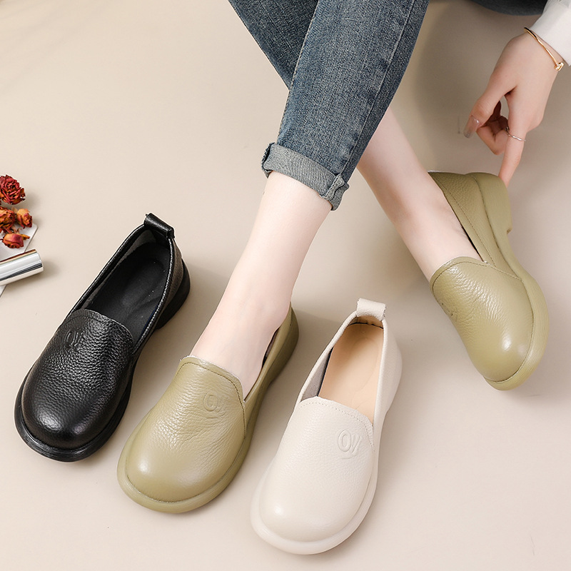 2025 ของแท้หนังLoafersผู้หญิงR - Leather Work Flats Women บทวิจารณ์และราคา